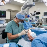 Doctor performs eye surgery in a modern OR-Nerve Block for Eye Surgery 1