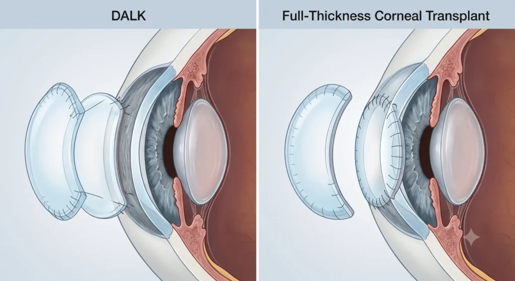 DALK versus full corneal graft diagram-DALK Eye Surgery 3