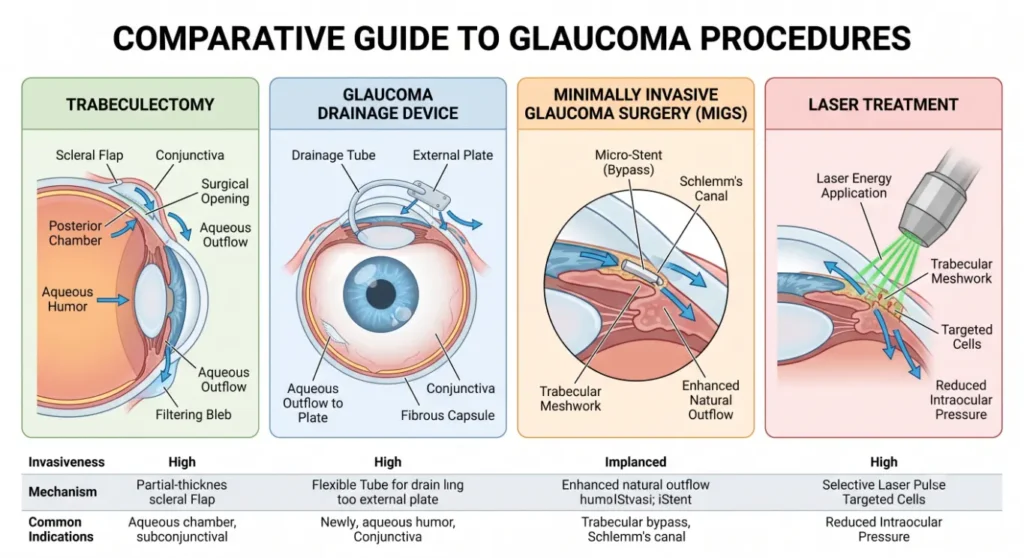 Diagram of glaucoma surgical treatments-Glaucoma Eye Surgery 3