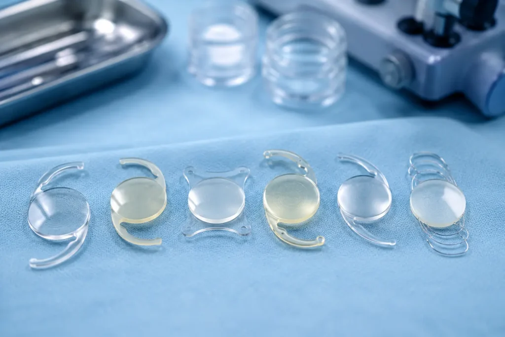 Intraocular Lenses on Blue Surgical Drapes-IOL Eye Surgery 3