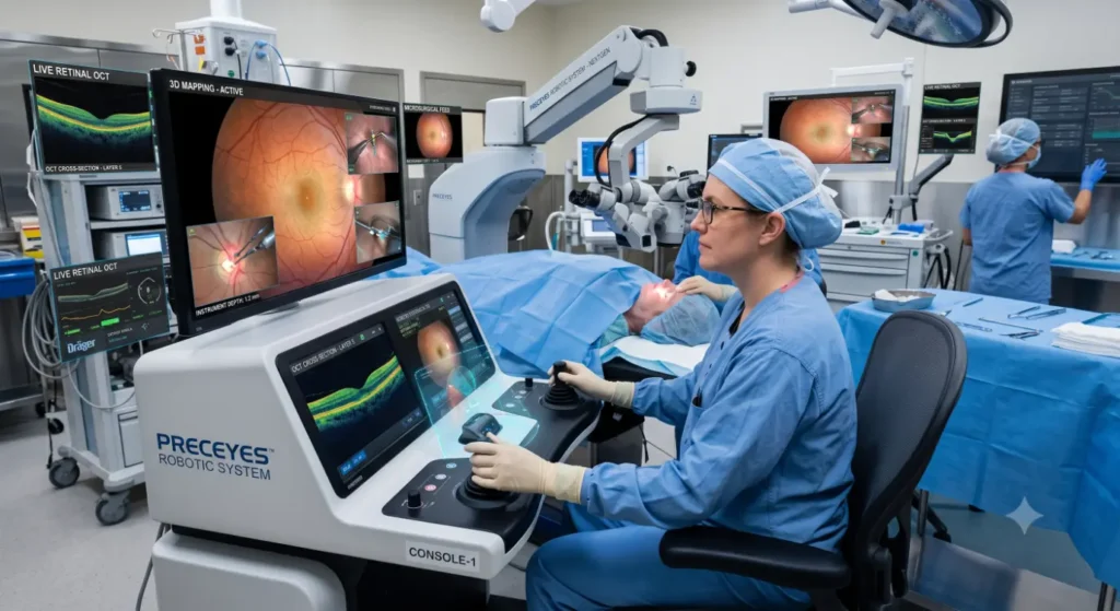 Medical illustration of robotic eye surgery-Robotic Eye Surgery 3