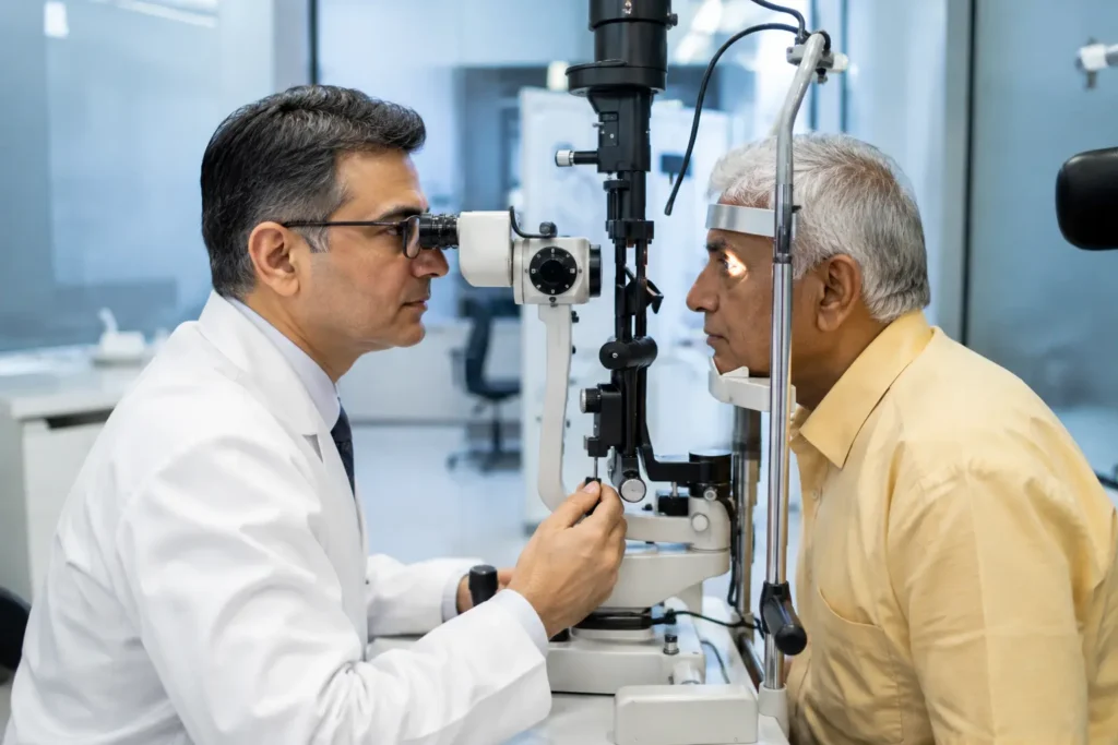 Ophthalmologist Conducting Slit Lamp Examination-IOL Eye Surgery 1