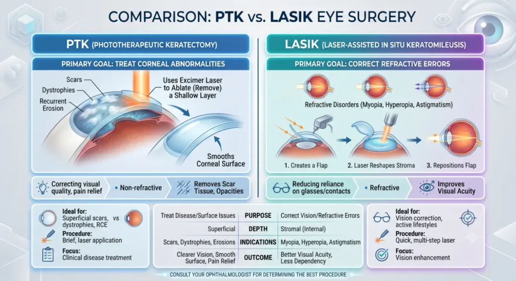 PTK vs LASIK comparison infographic.-PTK Eye Surgery 3