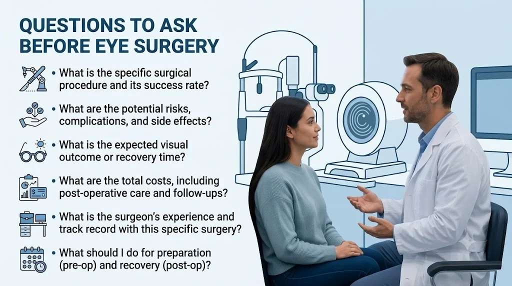 questions to ask before eye surgery in a clinic.