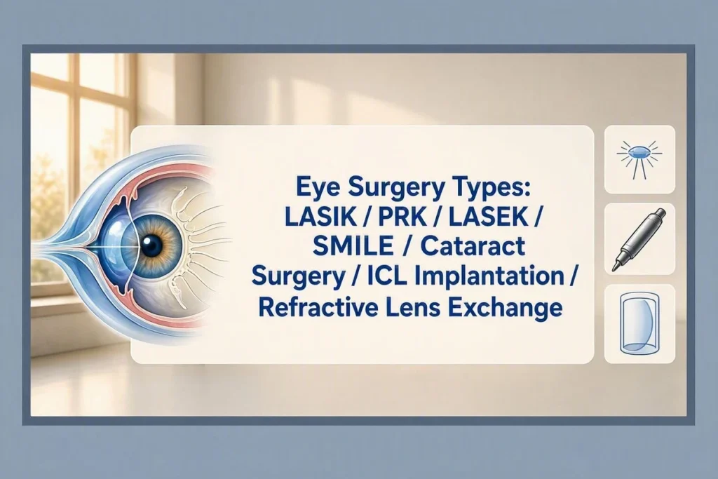 Chart showing different eye surgery types.
