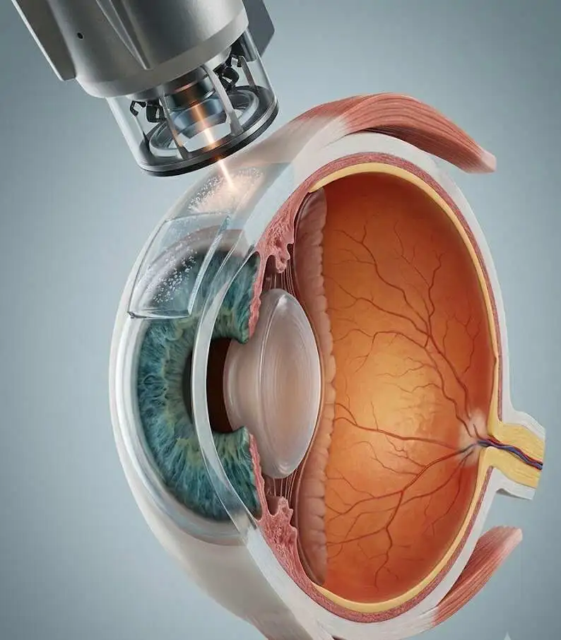 Detailed 3D cross section of eye cornea reshaped by precision laser - Refractive Eye Surgery -2