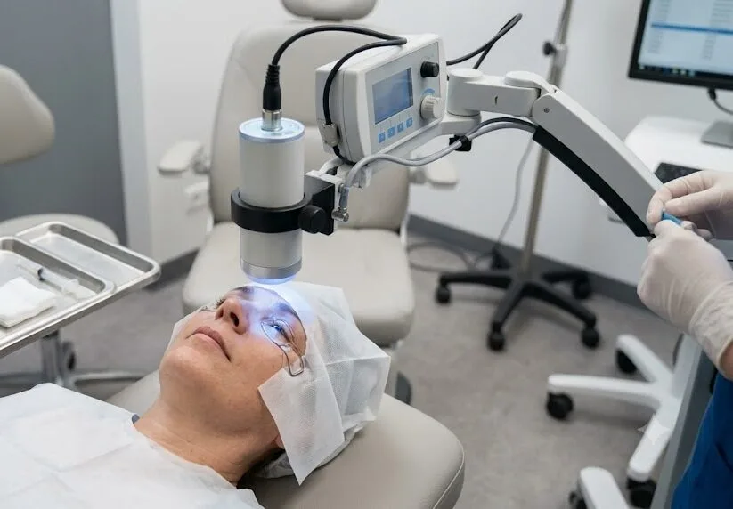 patient undergoing corneal cross-linking treatment - CXL Eye Surgery - 1